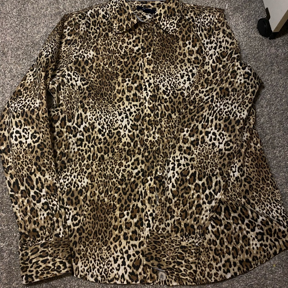 Chaps Brown and Black Button Down Shirt
